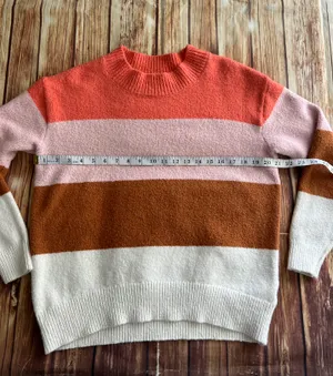 Women Crew Neck Striped Pullover Neapolitan Sweater Super Soft Medium thumbnail 4