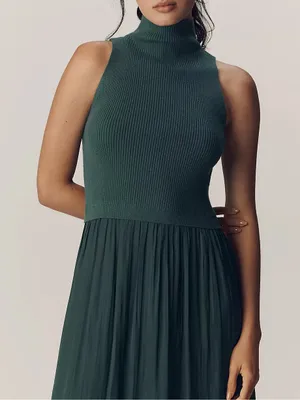 Anthropologie green Thea sleeveless twofer maxi dress size XS knit thumbnail 8