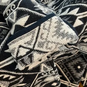 New Identity Y2K 90s black southwestern Cowichan tapestry blanket crop jacket M thumbnail 8