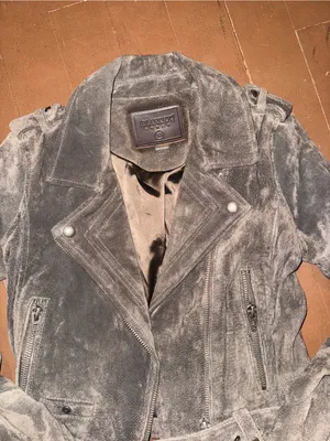 Blank NYC Gray Suede Moto Jacket with Belted Hem thumbnail 2