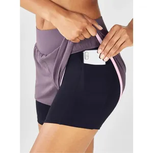 Fabletics Oleisa purple & black layered athletic shorts thumbnail 2