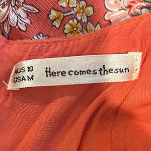 HERE COMES THE SUN Women’s Floral Orange Maxi Dress With Spaghetti Straps Size M thumbnail 8