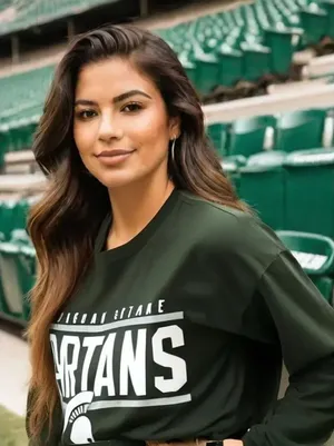 NWT Captivating Michigan State Spartans Women's‎ XL Green Long Sleeve T-Shirt thumbnail 1