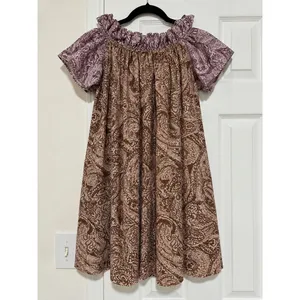 Free People Sophie Paisley Off Shoulder Mini Dress Brown Purple Boho XS thumbnail 2