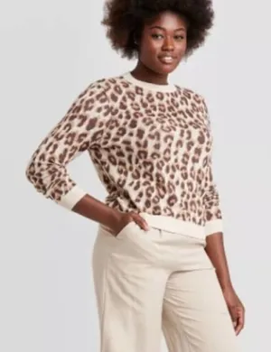 A New Day Cream & Brown Leopard Print Sweater thumbnail 1