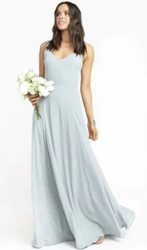 Show Me Your Mumu Jenn‎ Maxi Dress in Silver Sage Crisp Blue V Neck| XXS | NWT thumbnail 1