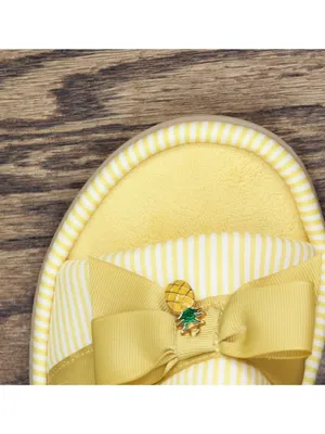 NEW Isotoner Womens Charm Pineapple Fruit Slide Slippers F9881 Yellow L (8.5-9) thumbnail 8