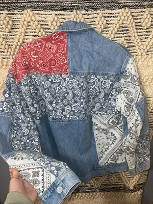 Anthropologie Faria Patchwork Denim Trucker Jacket thumbnail 9