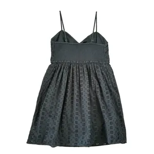 J.Crew Women's Navy Blue‎ Eyelet Pleated Bodice Sundress Dress Medium thumbnail 2