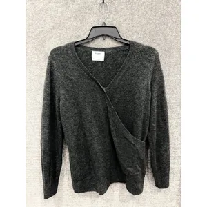 Old Navy Women Maternity Sweater L Gray Faux Wrap V-Neck Long Sleeve Knit thumbnail 3