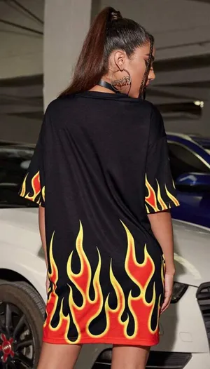 SheIn Fire Print T-Shirt Dress thumbnail 2