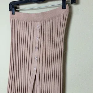 CIDER Neutral Nude Cream Midi Long Pleated Skirt New with Tags Size Small thumbnail 3