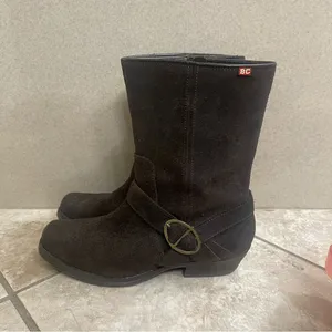 Bc Footwear Womens Boots Leather Brown Bootie Zip 8.5 Biker Harness Pre‎ Owned thumbnail 14