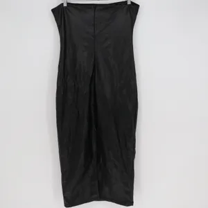 Forever 21 Faux Leather Strapless Midi Tube Dress Black XL Edgy Night Out thumbnail 3