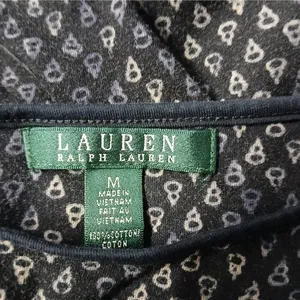 Lauren Ralph Lauren Women's Top Medium Black Print Pullover Stretch Sweater Boho thumbnail 3