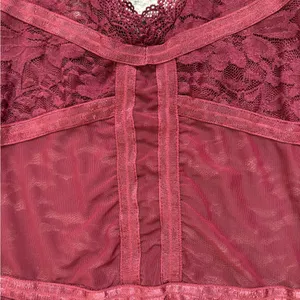 Shinestar Burgundy Sheer Lace Bodysuit Teddies Size M thumbnail 6