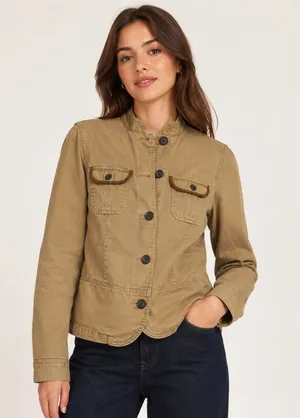 Chaps Denim Women’s Tan Utility Jacket 100% Cotton  Size Medium thumbnail 1