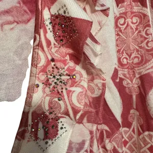 Dressbarn Woman 3X Red Pink Floral Embellished‎ Ruffle Open Front Topper thumbnail 6