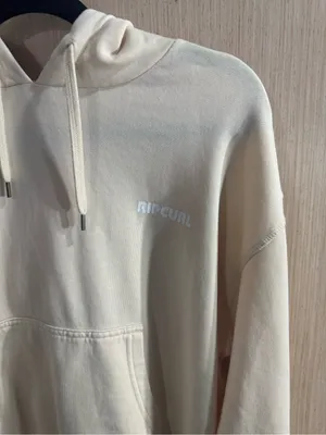 Rip Curl Cream Cropped Pullover Hoodie with Kangaroo Pocket Side Medium thumbnail 2