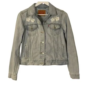 Levi’s cotton denim jacket with white embroidered flowers M thumbnail 2