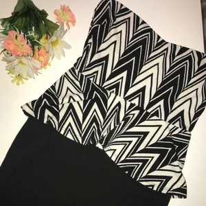 Black and White Womens Small Tube Top Strapless Sleeveless‎ Dress Fit & Flare thumbnail 2