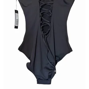 TA3 Lifty One Piece Swimsuit Black Corset Lace Up Sculpting Small NWT thumbnail 9