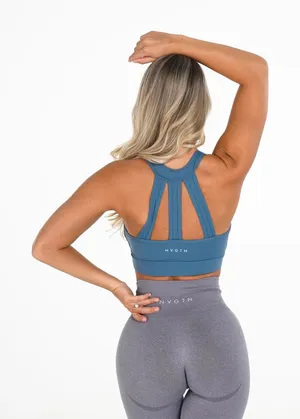 NVGTN Trio Sports Bra Steel Blue Size M Athletic Gym Running Yoga Hiking thumbnail 1