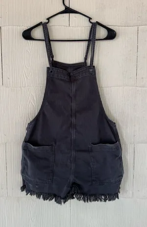 Aerie Denim Shortalls - Black thumbnail 1