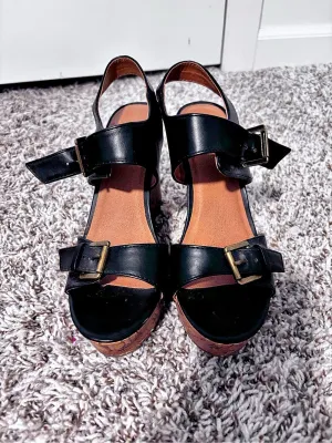 Aldo Women's Cork Wedge Sandals in Black thumbnail 2