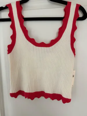 Maeve Crop Scallop Sweater Tank thumbnail 1