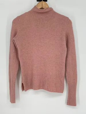 Madewell Pink Mock Neck Alpaca Merino Wool Blend Knit Sweater Long Sleeve Size S thumbnail 1