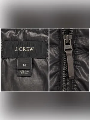 J.Crew Black Lightweight Down Puffer Jacket Quilted Zip Size M thumbnail 4