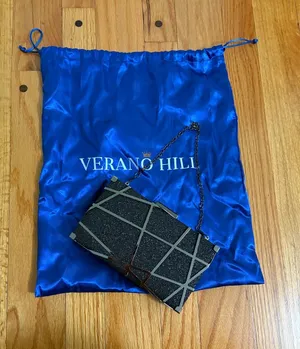 Verano Hill Black Glitter Evening Clutch with Chain thumbnail 1