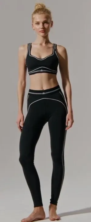 ALO Yoga NWT Airbrush High Waist Heart Throb Leggings Black White Size M thumbnail 1
