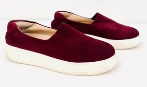 Steven Steve Madden Hilda Dark Red Velvet Platform Slip-on Sneakers Size 9.5 thumbnail 1