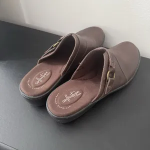 Women's Clarks Delana‎ Misty Dark Brown Leather Mule Clogs Size 11 thumbnail 6