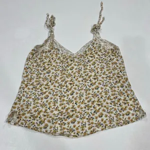 Abercrombie & Fitch Floral Tie Strap Tank Top Yellow White Size Small thumbnail 2