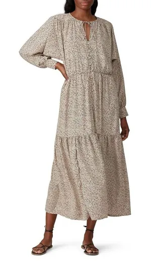 Sweet Baby Jamie Ditsy Midi Boho‎ Long Sleeve Dress Large Peasant Long Sleeve thumbnail 1