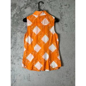 Boden Jaffa Painted Check Sleeveless Button Front Shirt Orange White Size‎ 6 New thumbnail 3