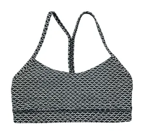 Lululemon‎ Size 4 Flow Y Bra Black White Geometric Dot Racerback Yoga Sports Bra thumbnail 1