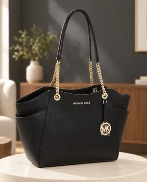 Michael Kors Black Saffiano Leather Chain Shoulder Tote Bag NWT thumbnail 1