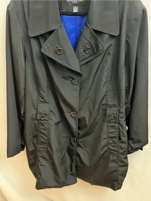 London Fog Women’s Black Double Breasted Trench Raincoat Jacket Plus Size 3X thumbnail 2