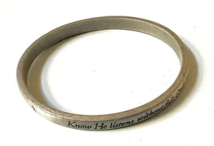 Silver tone inspirational religious bangle bracelet thumbnail 1