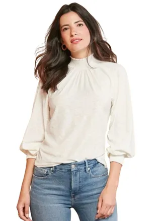 Nation LTD Size S Melanie Smocked Peasant Tee Off White Top Shirt thumbnail 1