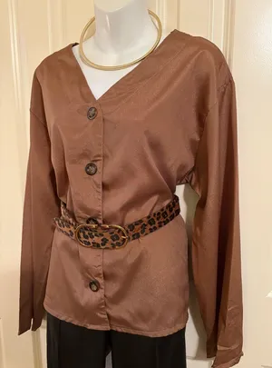 Brown Satin Button thumbnail 1