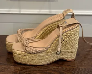 Simmi Beige Strappy Espadrille Platform Wedge Sandals Size 6 thumbnail 1