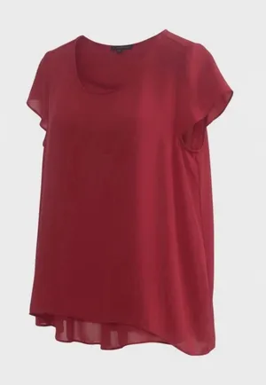Woman’s Adrianna Papell Red Short Sleeve Top, Size M thumbnail 1