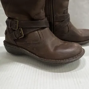 UGG Riding Boots Womens 6 Brown Leather Knee High Shearling Lined‎ Zip Buckle thumbnail 3
