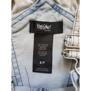 Mossimo Overalls Denim White Wash Women Size Small Distressed Shorts Hem Pockets thumbnail 3
