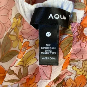 NWT AQUA Retro Floral Print Halter Mini Dress Bloomingdale’s exclusive XS thumbnail 6
